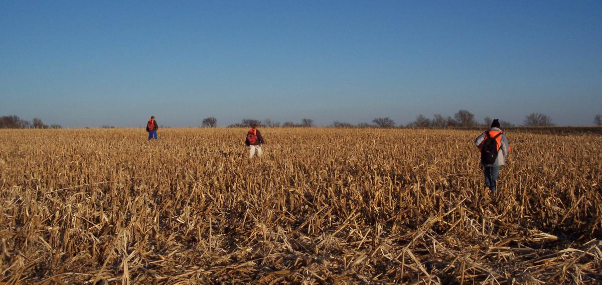 Surveying a pipeline construction corridor in Kansas.